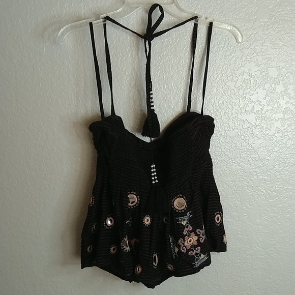 Free People Sweet Safari Halter Top Neon Peplum Sweetheart Striped OB812076 sz S - Picture 8 of 8